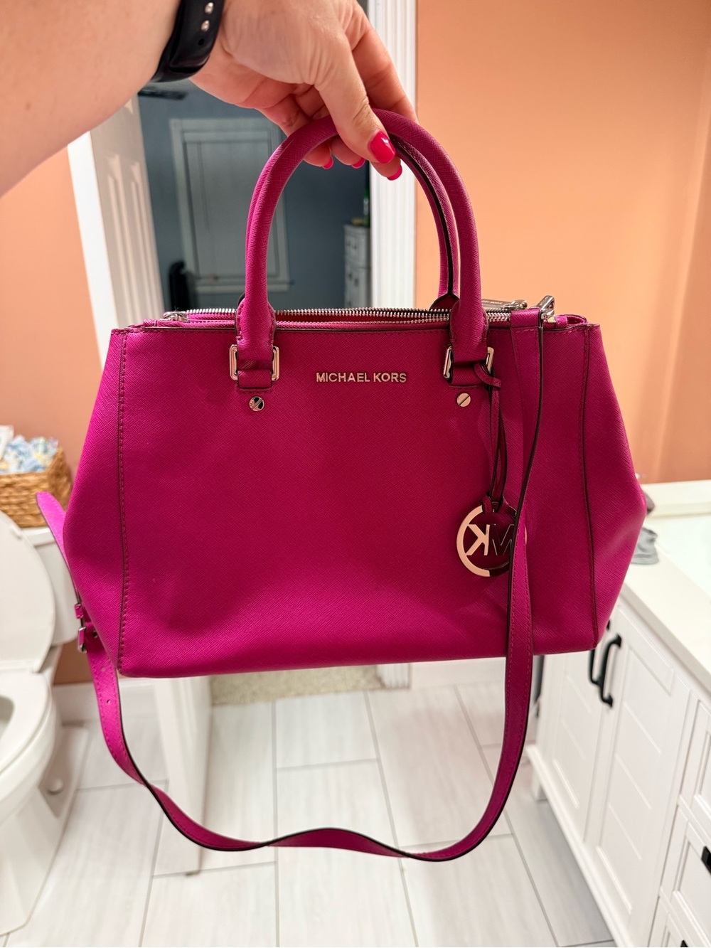 Michael Kors Fuchsia Saffiano Leather Satchel